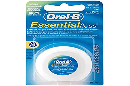 Oral-B Essentialfloss Zahnseide Mint gewachst 50 m, Weiss