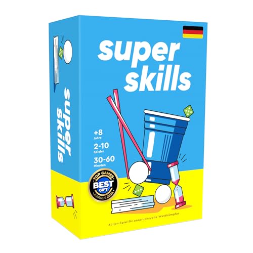 Super Skills - Deutsch - Das lustige Gesellschaftsspiel für Kinder, Jugendliche & Erwachsene - Partyspiele mit Vielfältigen Herausforderungen Jungen & Mädchen - Brettspiel