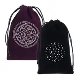 EIHI 2 Stücke 2 Farben Tarot Aufbewahrungstasche Dicker Samt Verpackungsbeutel Weissagung Oktopus und Stern und Mond Kordelzugbeutel Schutzkarte Brettspiel Stickerei Für Tarot Würfelkarten Schmuck