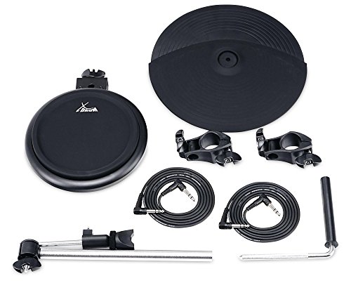 XDrum DD-520AOS Add On Set (Erweiterungs-Set für DD-520 E-Drum-Set, 8" Drum Pad, 12" Becken Pad, Dual Zone, Choke-Funktion, Roland kompatibel, inkl. Klemmen, Haltearme und Kabel)