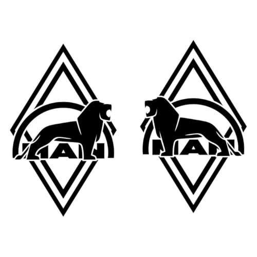 LKW Aufkleber Löwen-Design, Rauten-Muster, 15x30cm, Schwarz, 2 Stück, LKW Aufkleber, Aufkleber (Schwarz)