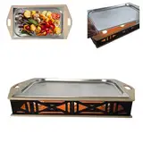 CAWI BBQ-Boards HeatBoard – Speisenwärmer für Grillabende | BBQ Servierplatte mit Edelstahlauflage & Teelichtfunktion | Warmhalteplatte für Fleisch & Beilagen | Grillzubehör mit Stil