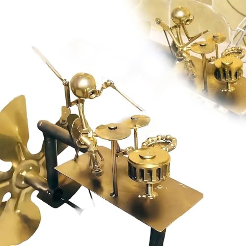 AQUACLR Windmühle Handmade Metal Drummer, 32cm Drummer Windrad Garten, Kupfer Erscheinungsbild Windmühle Garten, Schlagzeuger Figur Schlägt Statue, Ideal für Gärten, Terrassen und Außenbereiche