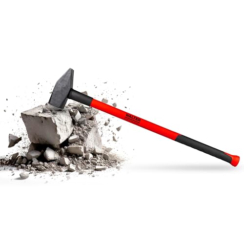 WALTER PROFESSIONAL Vorschlaghammer 5 kg – Robuster Fiberglasstiel, Ergonomischer Griff, Geschmiedeter Kohlenstoffstahl, Ideal für Abbruch- und Renovierungsprojekte