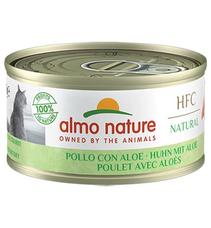 Almo Nature – HFC Natural – Huhn mit Aloe – Nassfutter für ausgewachsene Katzen, 24 Packungen à 70 g