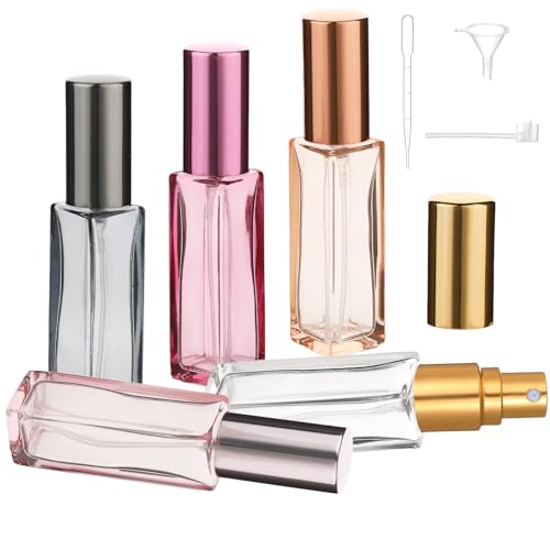 YUXIANLB Nachfüllbare Parfümzerstäuber 5er Set 10 ML Mini Parfüm Abfüller mit Zerstäuberpumpe für Reisen Partys Unterwegs Tragbare Glasfläschchen für Duftliebhaber Handgepäck Geschenkideen Duftproben