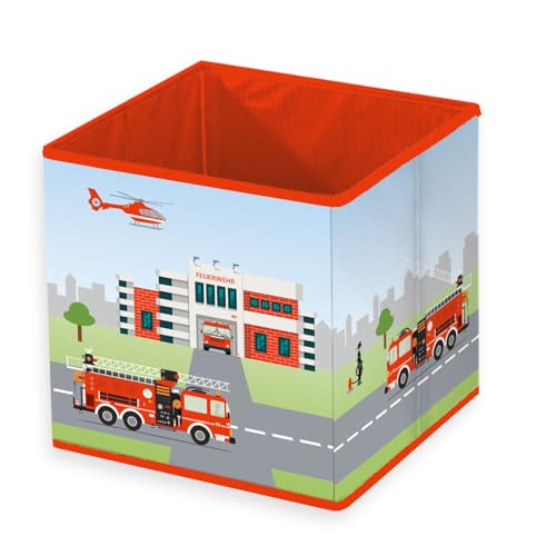 Herding Young Collection Aufbewahrungsbox Feuerwehr, ca. 30 x 30 x 30 cm, Aufbewahrung im Regal oder freistehend, 100% Polypropylen, Innen 100% Papier