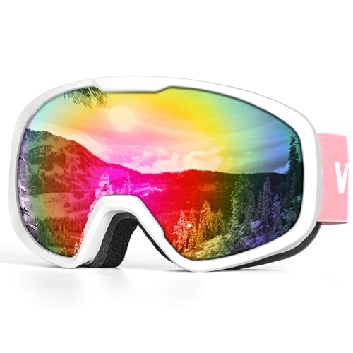 Victgoal Skibrille Herren Damen Snowboardbrille Anti-Beschlag OTG Designed Brille mit UV Schutz Sphärische Brille für Winter Schneesport Skifahren Snowboarding (Rosa)