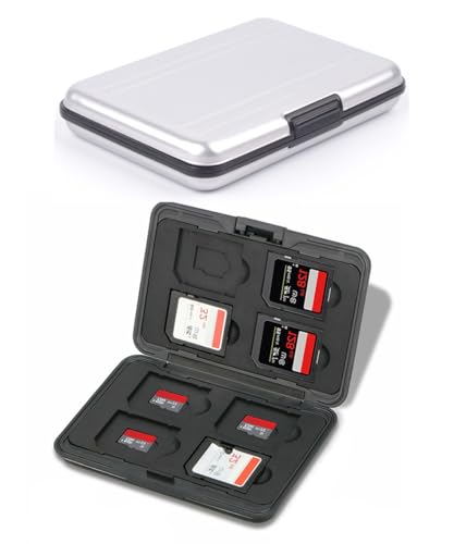 GeeKam Speicherkarten-Transportbox, stoßfester SD-Kartenhalter aus Aluminium, kompatibel mit SD-, SDHC-, MMC-, Micro SD- und TF-Karten
