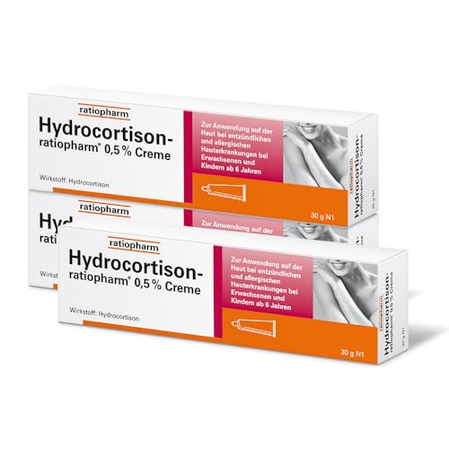 Hydrocortison-ratiopharm® 0,5% Creme im Sparset 3 x 30 g Creme: Bei allergischen und entzündlichen Hautirritationen, Juckreiz, Sonnenbrand und Insektenstichen.
