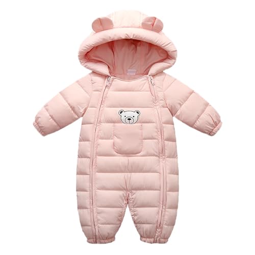 Baby Schneeanzüge Winter Overall Strampler Mit Kapuze Outfits Bär Jungen Mädchen Spielanzug Hellrosa 12-18 Monate