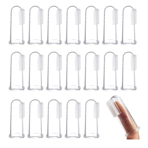 Bieiyhe 20 Stück Fingerzahnbürste Hundezahnbürste Fingerling, Mundpflege Fingerlinge Zahnpflege Silikon, Dog Toothbrush Finger, Katze Zähne Putzen Finger, Haustier Zahnbürste für Katze und Hund