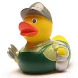 Badeente Landwirt I Quietscheente I Duckshop I L: 8 cm I inkl. Badeenten-Schlüsselanhänger im Set