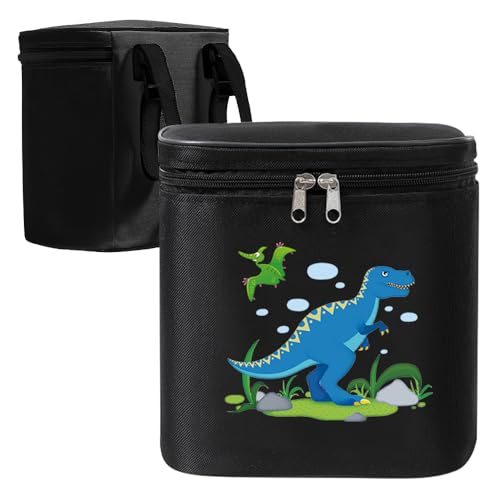 Fahrradtasche Kinder Schwarz Dinosaurier, Lenkertasche Fahrrad Kinder wasserdichte Fahrradkorb Kinder für Laufrad Dreirad Scooter