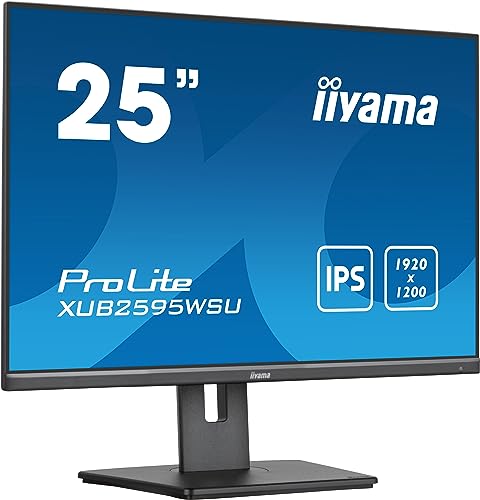 iiyama ProLite XUB2595WSU-B5 63,36cm 25" IPS LED-Monitor 16:10 VGA HDMI DP USB2.0 Slim-Line Höhenverstellung Pivot schwarz