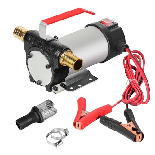 Wiltec Bio Dieselpumpe 12 V, 150 W, 40 l/min, Heizölpumpe selbstansaugend, Absaugpumpe für Diesel, Biodiesel, Heizöl, tragbare mobile Umfüllpumpe