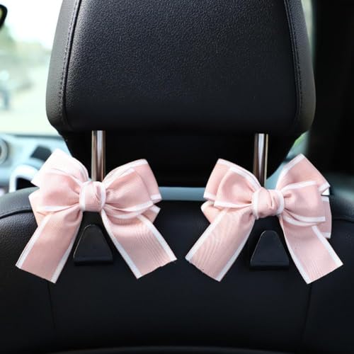 Auto-Kopfstützenhaken, universeller Schleifenknoten, Auto-Rücksitz-Organizer, Aufbewahrungshaken, niedliche Schleife, Autositz-Kopfstützen-Haken für Geldbörse, Taschen, Regenschirme, platzsparendes