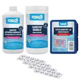 Medipool Wasserpflege-Set mit Pooltester für Aktivsauerstoff & pH-Wert, 1x Sauerstoff-Granulat 1 kg und 1x Aktivator 1 L