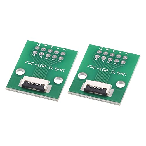 sourcing map 2 Stück FPC FFC PCB Konverter Steckerplatine 10P 0.5mm auf Buchsenseite 1mm Rückseit auf DIP 2.54 mm für LCD 3D Drucker DVD TV Laptop Audio