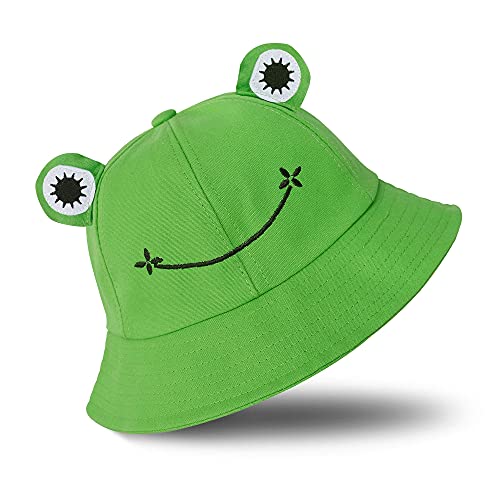 PlandleLee Fischerhüte Anglerhut Faltbar Baumwolle Anglerhut Frosch Sonnenhut Fischerhut Buckethut Niedlicher Frosch Eimerhut Sommerhut Frog Freizeithut für Angeln Wandern Camping Outdoor