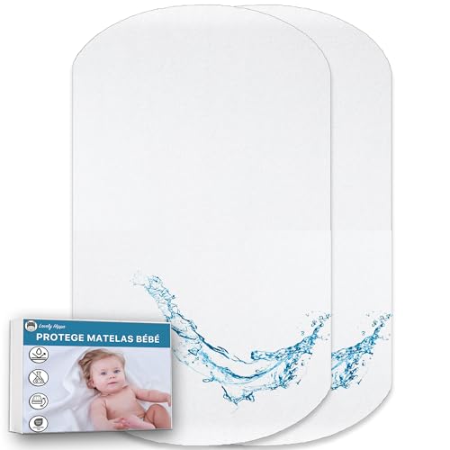Lovely Hippo Matratzenschoner, 100 % wasserdicht, Öko-Tex – Matratzenschoner, saugfähig und atmungsaktiv, für Babys, wasserdicht, ohne chemische Behandlung (35 x 75 cm (2er-Set)