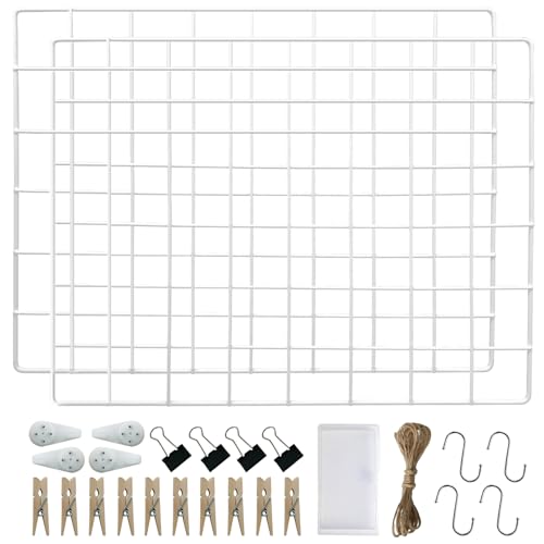 LOYONAL Gitter Pinnwand Metallgitter Deko Wand - Memoboard Gitter Deko Gitterwand - Foto Gitter Fotowand Metal - 2er Pack Wandgitter - Zimmer DIY