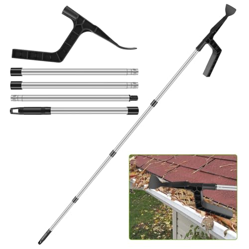 Dachrinnenreinigungswerkzeuge, Dachrinnenreiniger,Dachrinnen-Werkzeug Reinigungslöffel und Schaufel mit Haken,Gewinde-Design, Kanalisation,Guard Cleaning Tool,Dachrinne-Reinigungswerkzeug