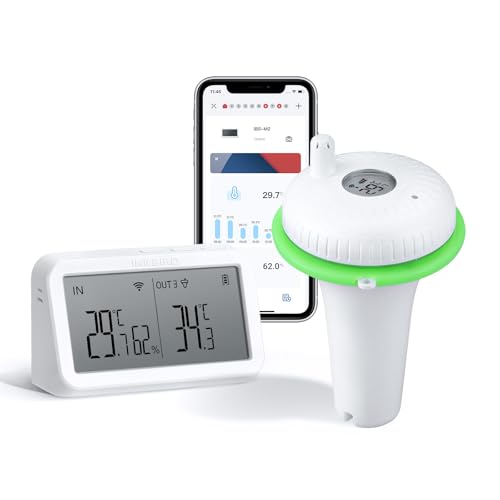 INKBIRD Wlan Pool Thermometer IBS-P02R mit WLAN-Gateway,Wasserdicht IPX7 und Sofortalarme für Schwimmbad, Teich und Thermalquellen