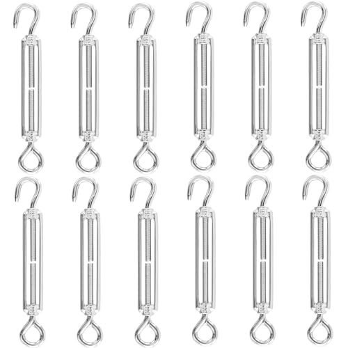 KEILEOHO 10 Stück M5 Spannschloss Edelstahl, 122mm Verstellbare Spannschloss Haken und Ösen, Drahtspanner Edelstahl Seilspanner für Segel Befestigung, Wäscheleine