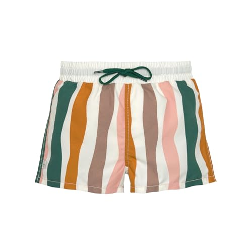 LÄSSIG Baby Kinder Badehose kurz mit UV-Schutz und integrierter Schwimmwindel/Boardie Shorts Waves pink/nature, 19-24 Monate, Größe: 92