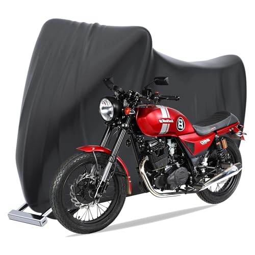 Motorradabdeckung,Motorrad Abdeckplane Outdoor 190D Oxford Stoff mit Verriegelungslöchern Motorrad Staubdichte Plane für Harley-Davidson/Honda/Suzuki (245 * 105 * 125 cm)