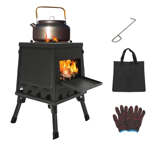 Zeltofen mit Rohr, Zelt Heizungen mit Tragetasche und Brennstab, Verstellbarer Gartenkamin Terrassenofen, Raketenofen für Camping Outdoor Heizung