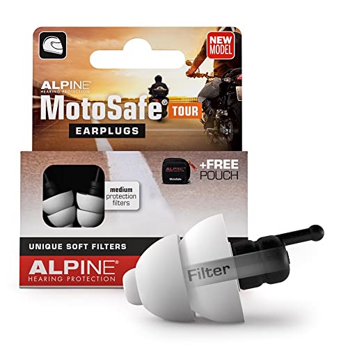 Alpine MotoSafe Tour Gehörschutz Ohrstöpsel Touringstöpsel - Verhindern Gehörschäden vom Motorradfahren - Verkehr noch hörbar - Bequemes hypoallergenes Material - Wiederverwendbar