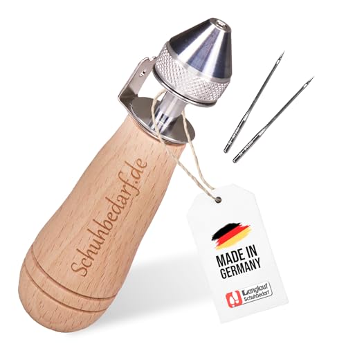 Handnähapparat/Nähahle mit Spule von Langlauf Schuhbedarf - Handnähmaschine für Dicke Stoffe, Planen, Cabrioverdecke und Segeltuch - incl. Ledernadel - Made in Germany