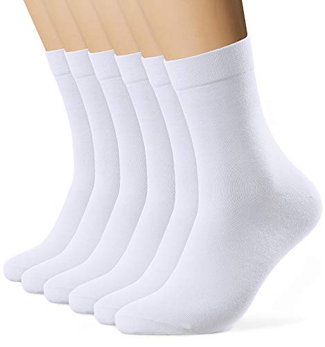 EIISSION Socken Herren Damen 39-42 Weiß Warme Sportsocken Unisex Business Lange mit Baum-wolle Haltbarkeit für Sport Freizeit 6 Paar Weiß 39-42