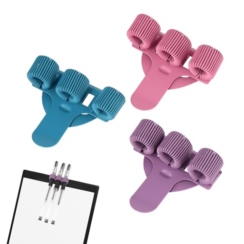 PENCHUAN 3 Stück Krankenschwester Zubehör Edelstahl Stifthalter Verstellbarer Dreilöcher Stifthalter Krankenschwester,Metall Stiftehalter Kasack,Nurse Accessories Clip für Kasack (Blau Rosa Lila)