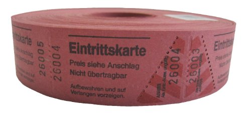 Wolf & Appenzeller 501004 - 1000 Eintrittskarten, fortlaufend nummeriert, rot