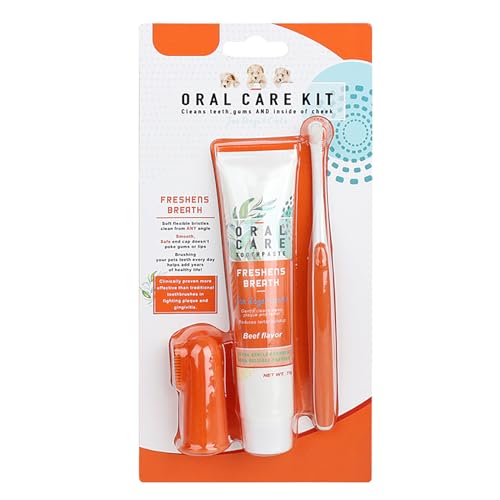 Hunde Zahnpflege Set, Hundezahnpasta Gegen Zahnstein Set,mit Zahncreme für Hunde und Hunde Zahnpflege Fingerling und Hundezahnbürste,Hundezahnpasta Gegen Mundgeruch