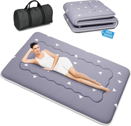 Kiseely Japanische Futon-Matratze, Faltbare Tatami-Matte, tragbare Schlafunterlage mit Tasche und Gurt, Bodenmatratze, verdickte Schlafmatratze, Camping-Matratze