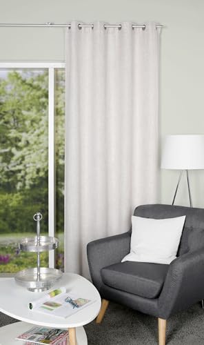 HOME WOHNIDEEN Fertigschal LINORA mit Ösen in Leinenstruktur, Blickdicht, Farbe:Natur, Größe:245 x 140 cm, Anzahl:1x