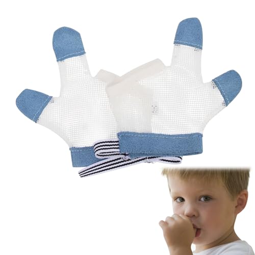 1 Paar Daumenlutschen Stop Fingerschutz,Daumenlutsch-Stopp für Kinder,Babys Daumenschutz, Stop Lutschen Handschuh,Atmungsaktiver Finger Thumb Protector für Kinder Kleinkinder,für 0-3 Jahre Baby,Blau