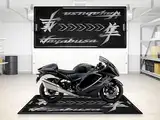 wibeart Parkmatte für Hayabusa, Ausstellungs- und Boxenmatte, waschbarer, Rutschfester Garagen- und Ausstellungsraum-Bodenteppich (Sparkle Black, Größe 2: 102 x 47/260 x 120 cm)