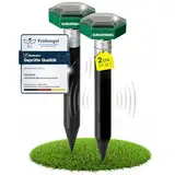 GRUNDIG Maulwurf Vertreiber Wühlmausschreck 2erPack - SCHNELLE Ergebnisse mit extremen Wirkradius I Wühlmaus, Maulwurf vertreiben - Solar Maulwurfschreck Maulwurfvertreiber (dunkelgrün)