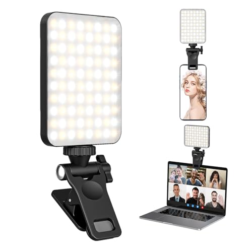 XINBAOHONG LED-Video-Licht, Mini-Selfie-Licht, wiederaufladbar, Ringlicht zum Anklippen, für Telefon, Laptop, Tablet und Computer, dimmbare Fülllampe für Konferenzen, Zoom, Anrufe, Fotografie,