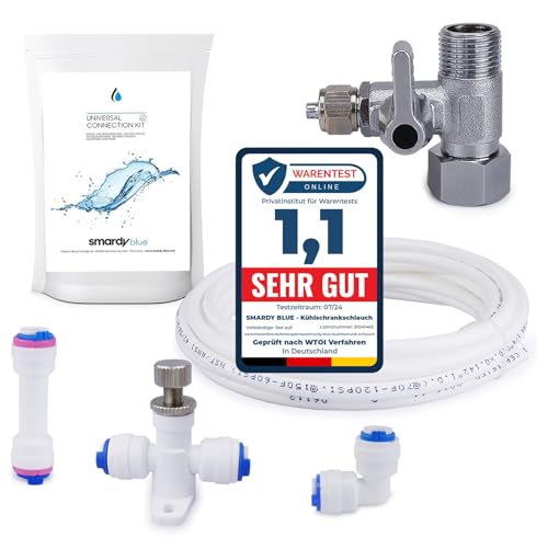 smardy ZO014 10m Kühlschrankschlauch Universal Wasserzulaufleitung Anschluss-Set für Side-by-Side Kühlschränke & Osmoseanlagen – Wasserschlauch 1/4" Absperrventil Rückschlagventil Durchflussbegrenzer