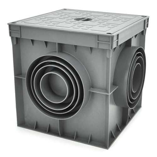 ELS Elektrotechnika Revisionsschacht Kontrollschacht Einlaufschacht Einlaufkasten Kanalschacht Hofablauf Abdeckung Entwässerung (200x200x200 mit Deckel) für Garten, Strasse, Hof