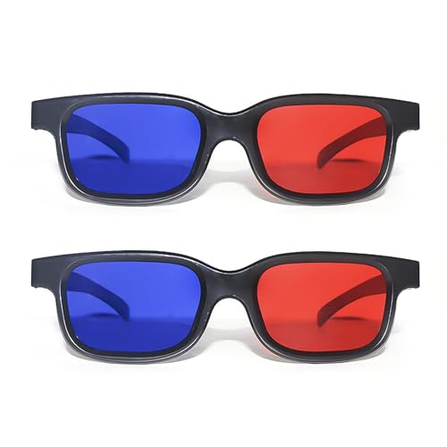 DAZZLUXE 2 Stück Rote Und Blaue 3D-Brille, Rote Und Blaue Brille, 3D-Brille, 3D-Sonnenbrille, Antibeschlag- Und Anti-Kratz-Gläser, Geeignet Für Lichtshows, Urlaubspartys, Heimkinos, Kinos