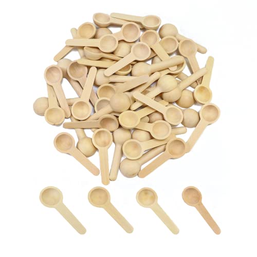 CATELL 50 Stück Holzlöffel Klein,Gewürzlöffel Mini, 6.8cm Mini Holzlöffel Kleine Runder Holzlöffel Klein Löffel Holz Small wooden spoons für Eisportionierer Gewürzlöffel Kaffeelöffel Marmeladenlöffel
