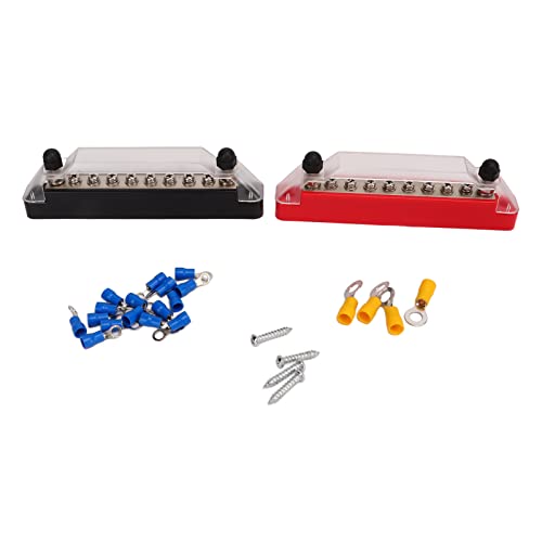 10 Terminal Bus Bar 48V 150A BusBar Block mit Abdeckung Power Distribution Terminal Block mit 20 Terminals Battery Bus Bar Marine Bus Bar für Car Boat Marine Caravan RV(Bolzen M6x2/ Schraube M4x8)