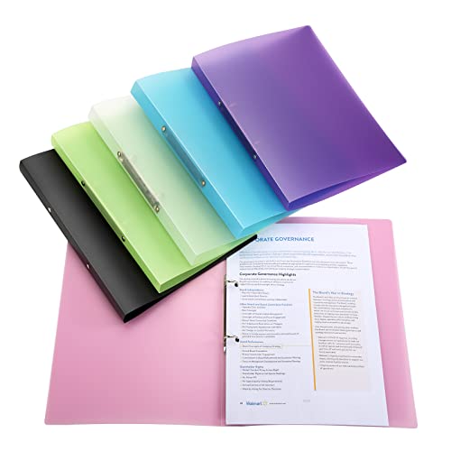 Ringbuch aus Mittelfestem Kunststoff 2 Ringe Mechanik, 2.5cm Rückenbreite A4 Ringordner, Farbig Aktenordner, Ring-Mappe für Büro und Schule (6er Pack）…